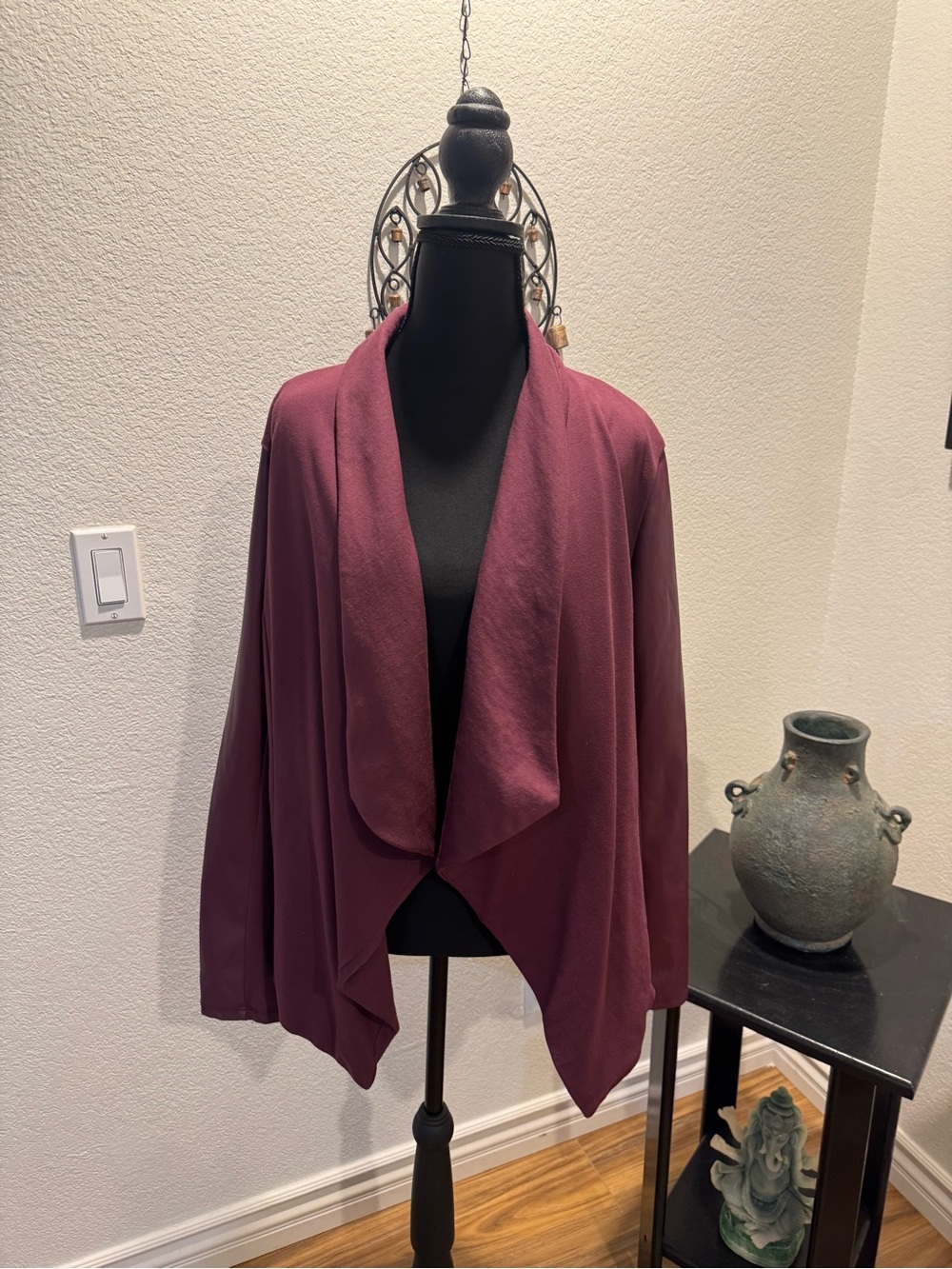 sofia jeans by sofia vergara Open-Front Draped Cardigan - Plum